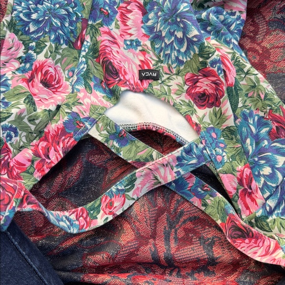 RVCA Floral Mini Dress - Blue, Pink, Green - Picture 3 of 4